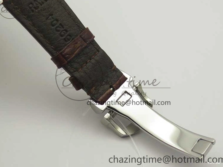 MIROTIME 0122 Portofino Automatic SS TWF 1:1 Best Edition Silver Dial Gold Markers on Brown Leather Strap A Bright 7203